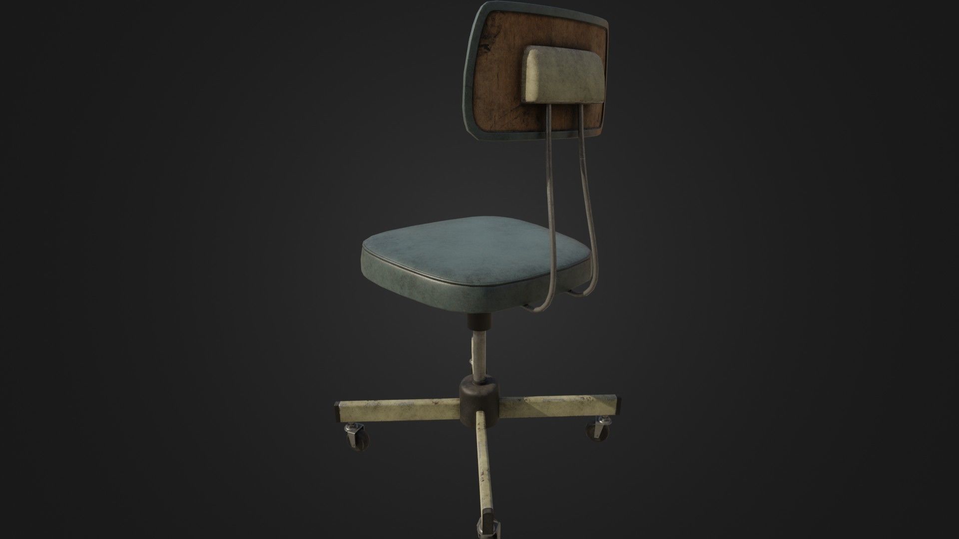 Old Office Chair Low-poly 3D model_19