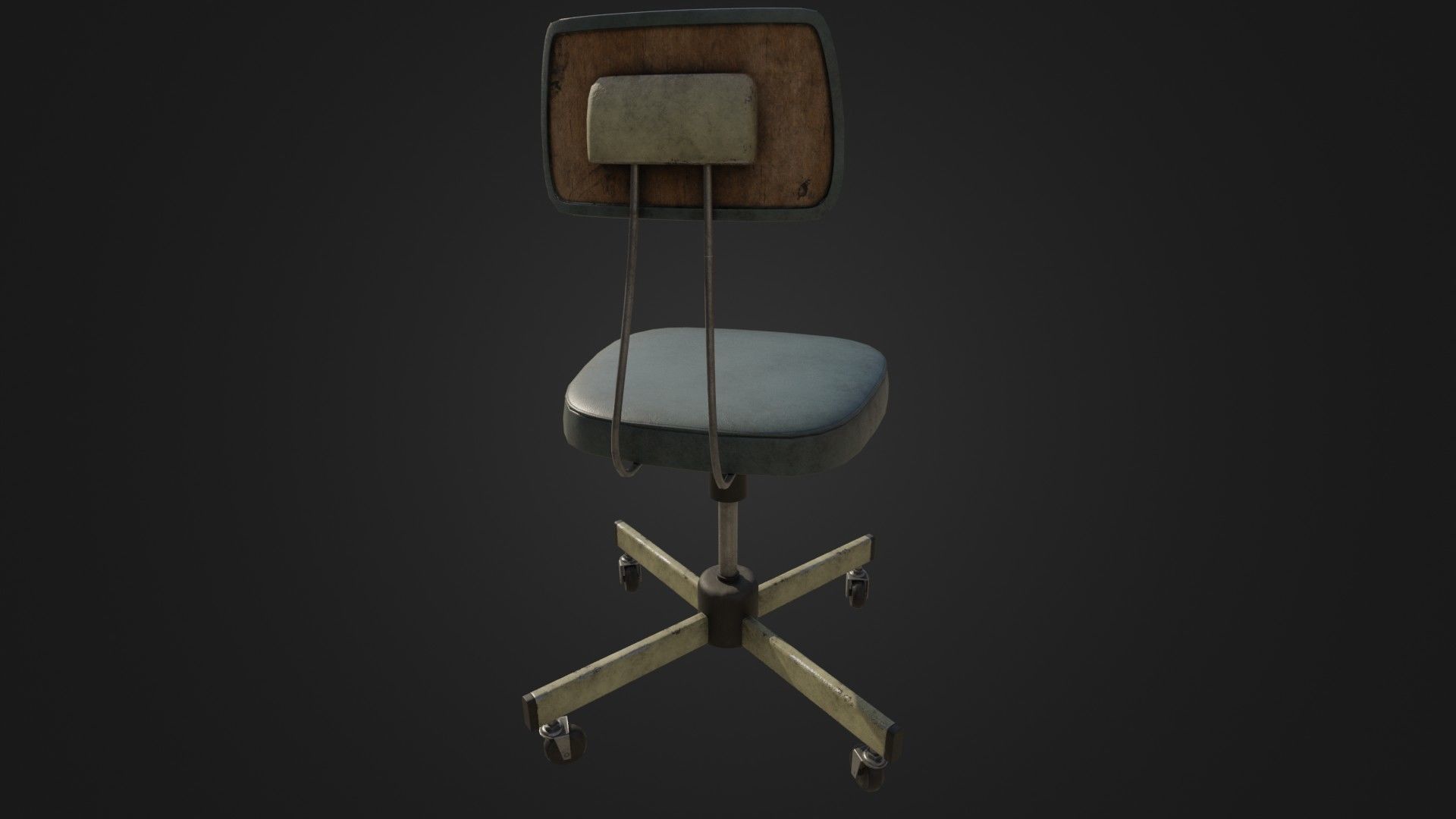 Old Office Chair Low-poly 3D model_13
