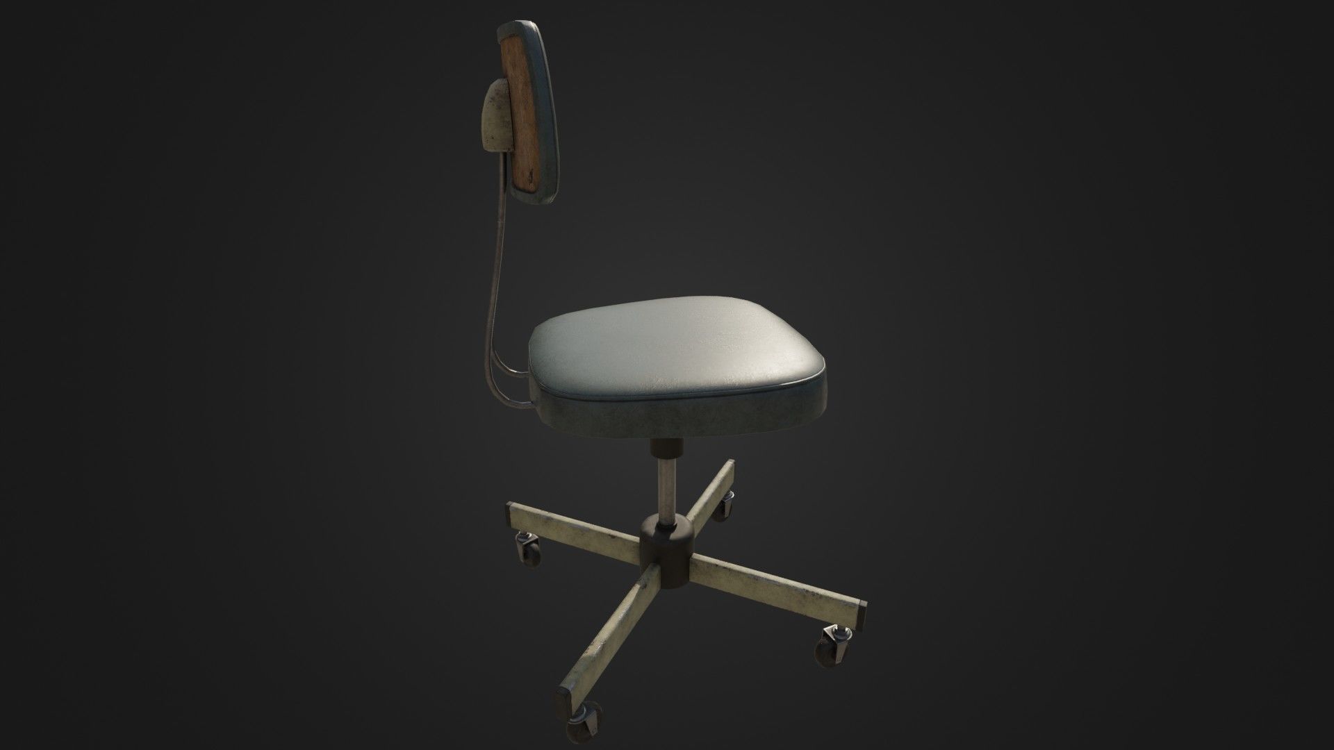Old Office Chair Low-poly 3D model_6