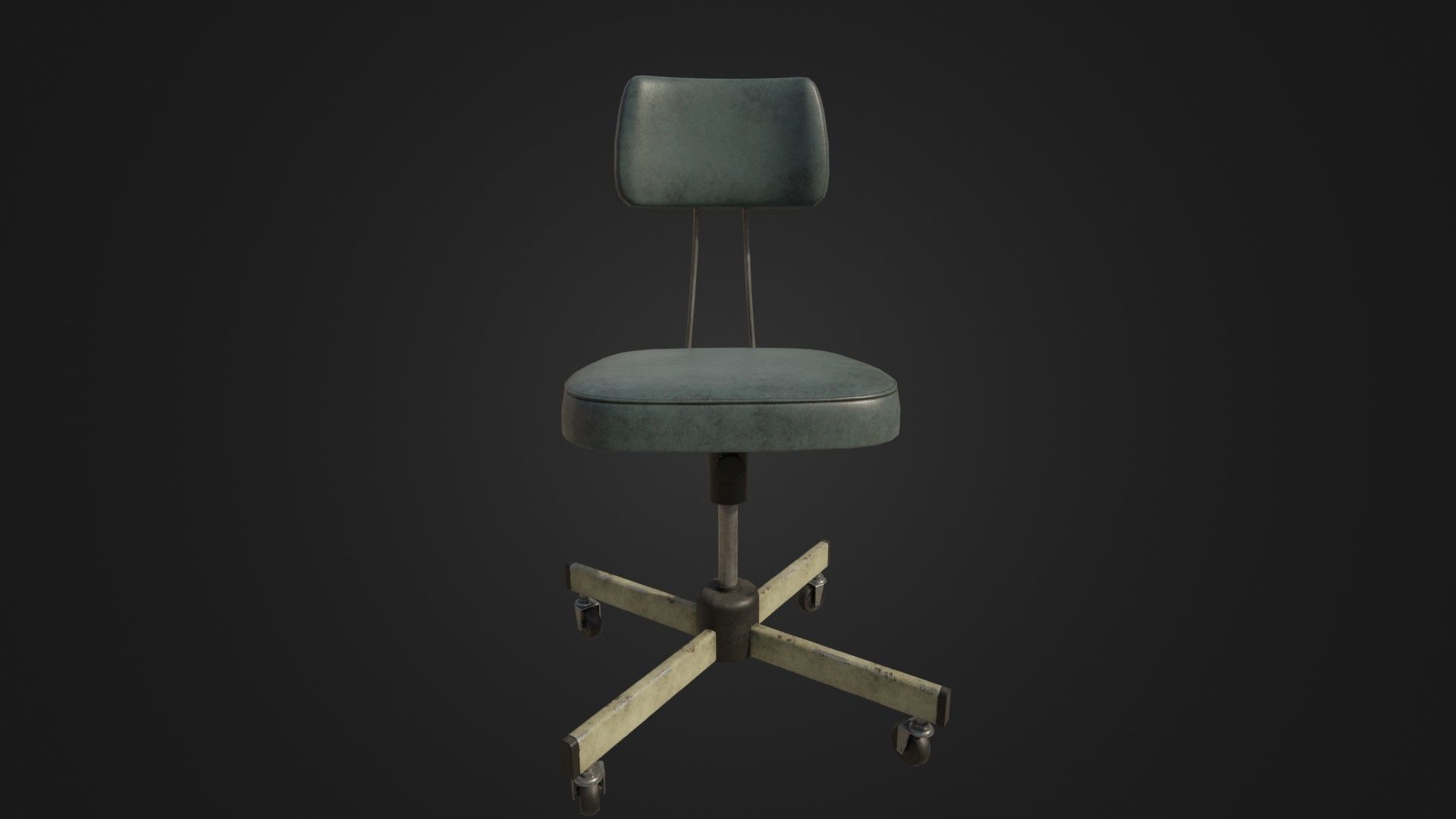 Old Office Chair Low-poly 3D model_35