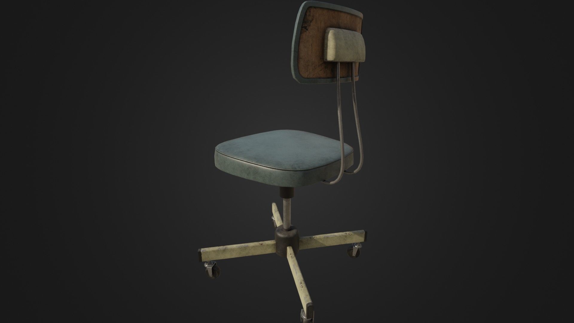 Old Office Chair Low-poly 3D model_20