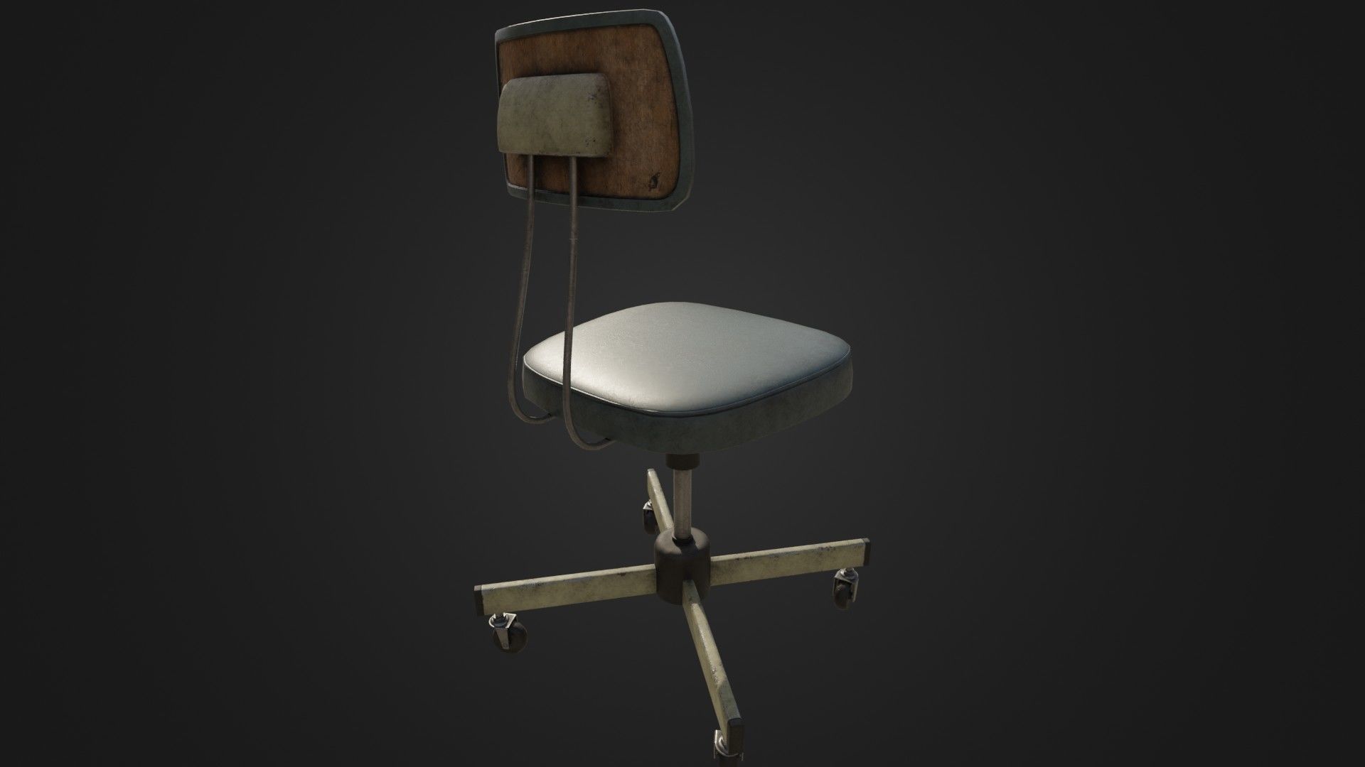 Old Office Chair Low-poly 3D model_10