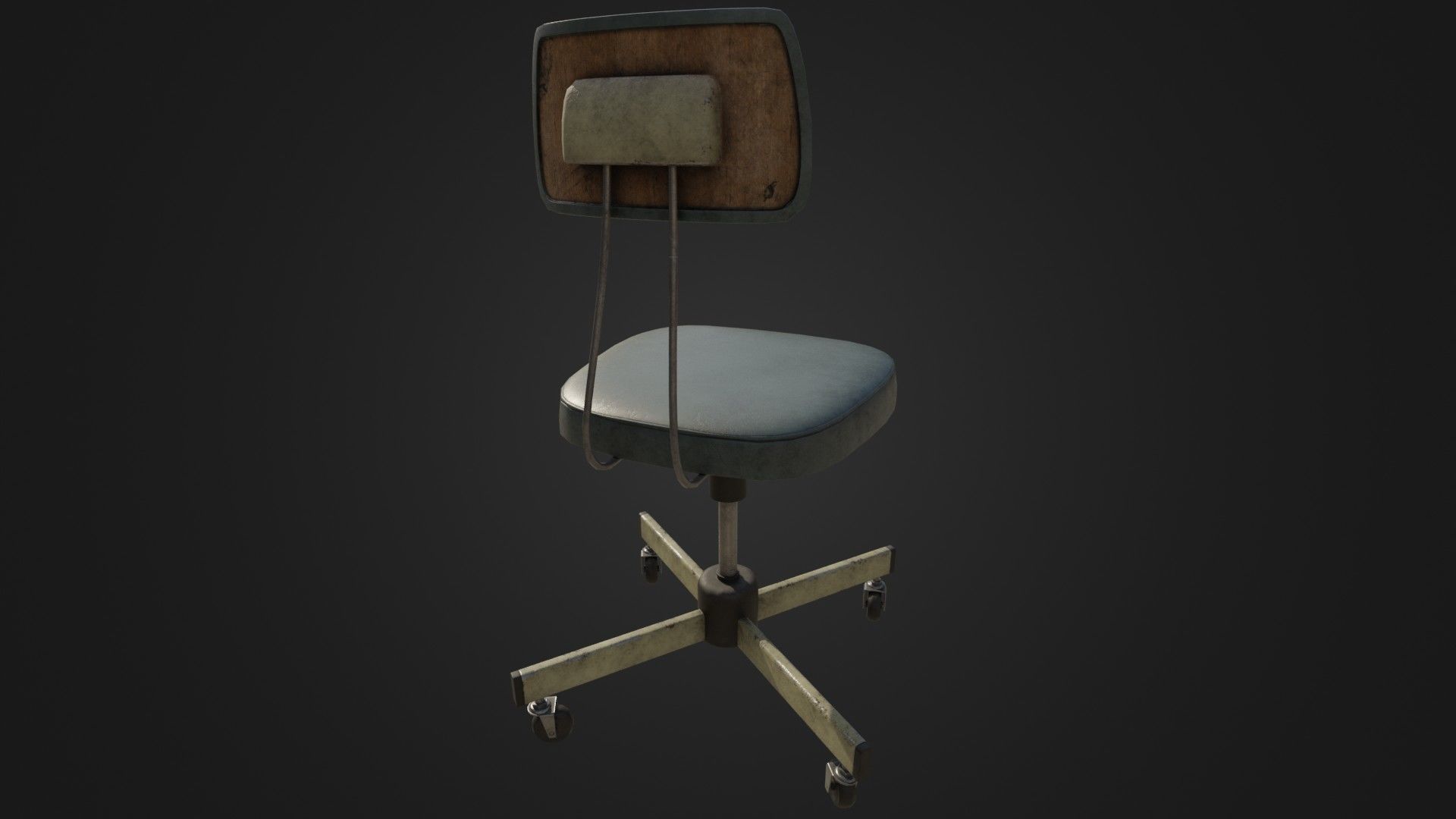 Old Office Chair Low-poly 3D model_12