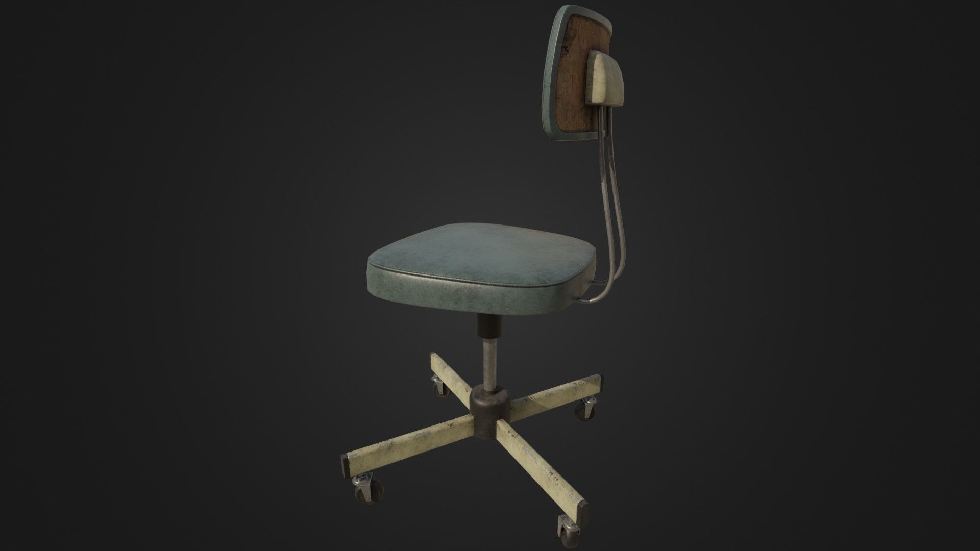 Old Office Chair Low-poly 3D model_22