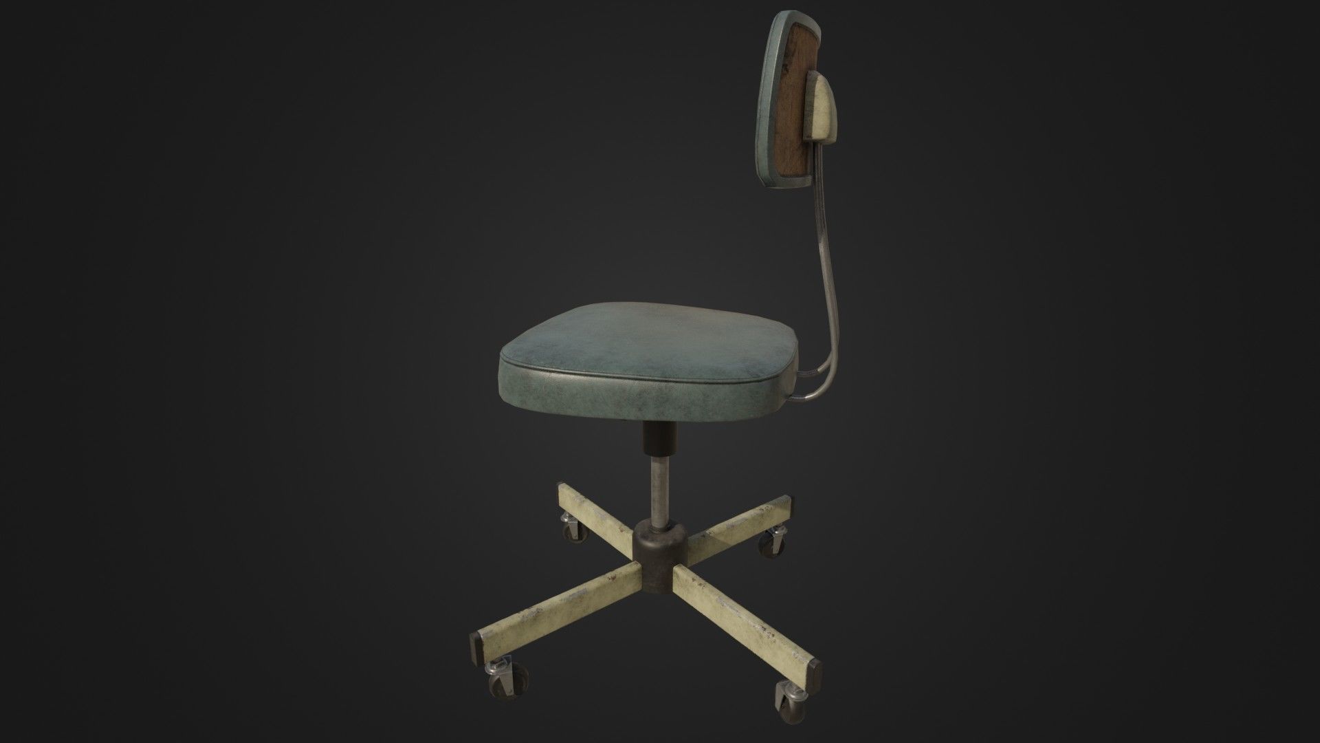 Old Office Chair Low-poly 3D model_23