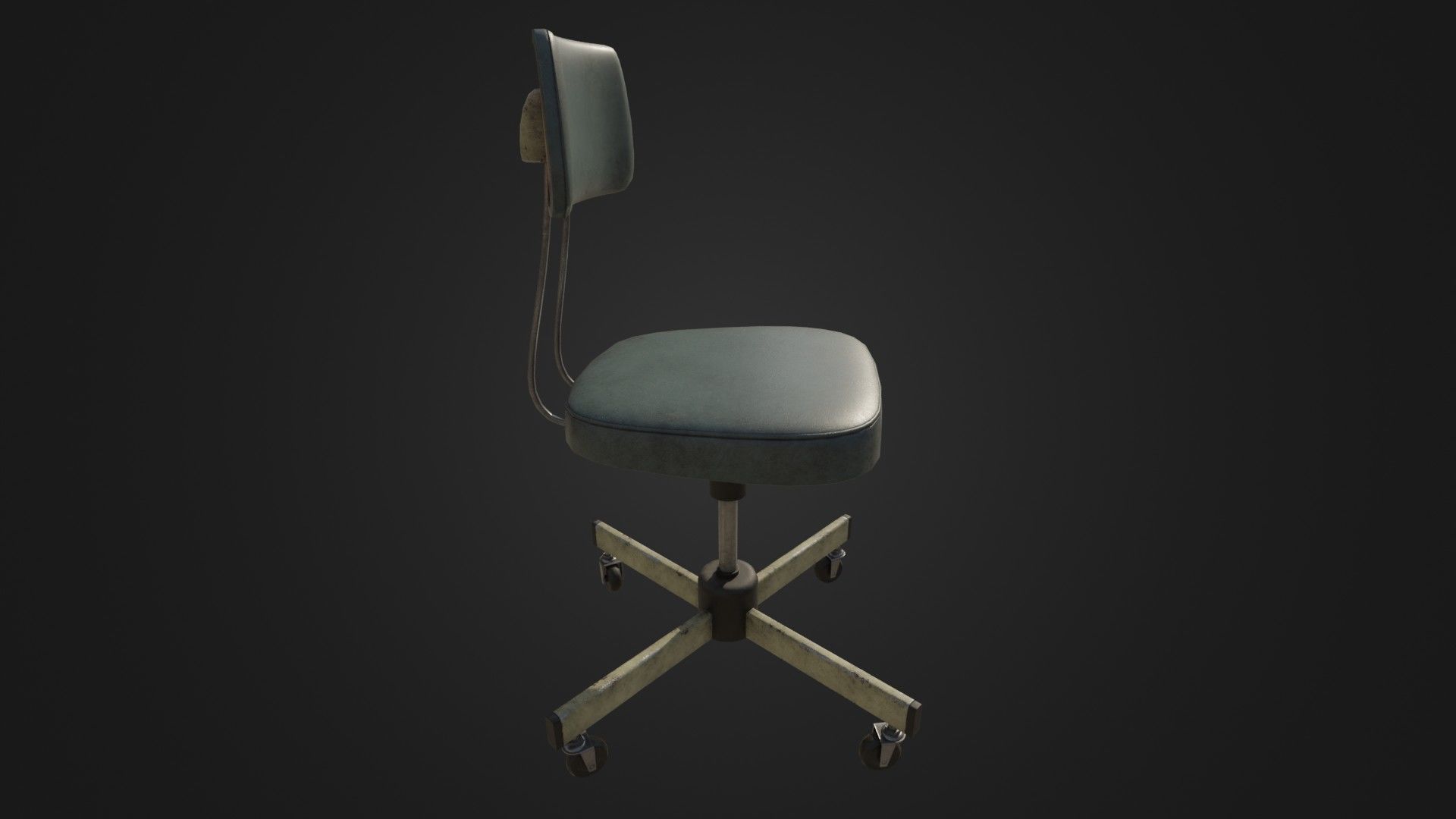 Old Office Chair Low-poly 3D model_4