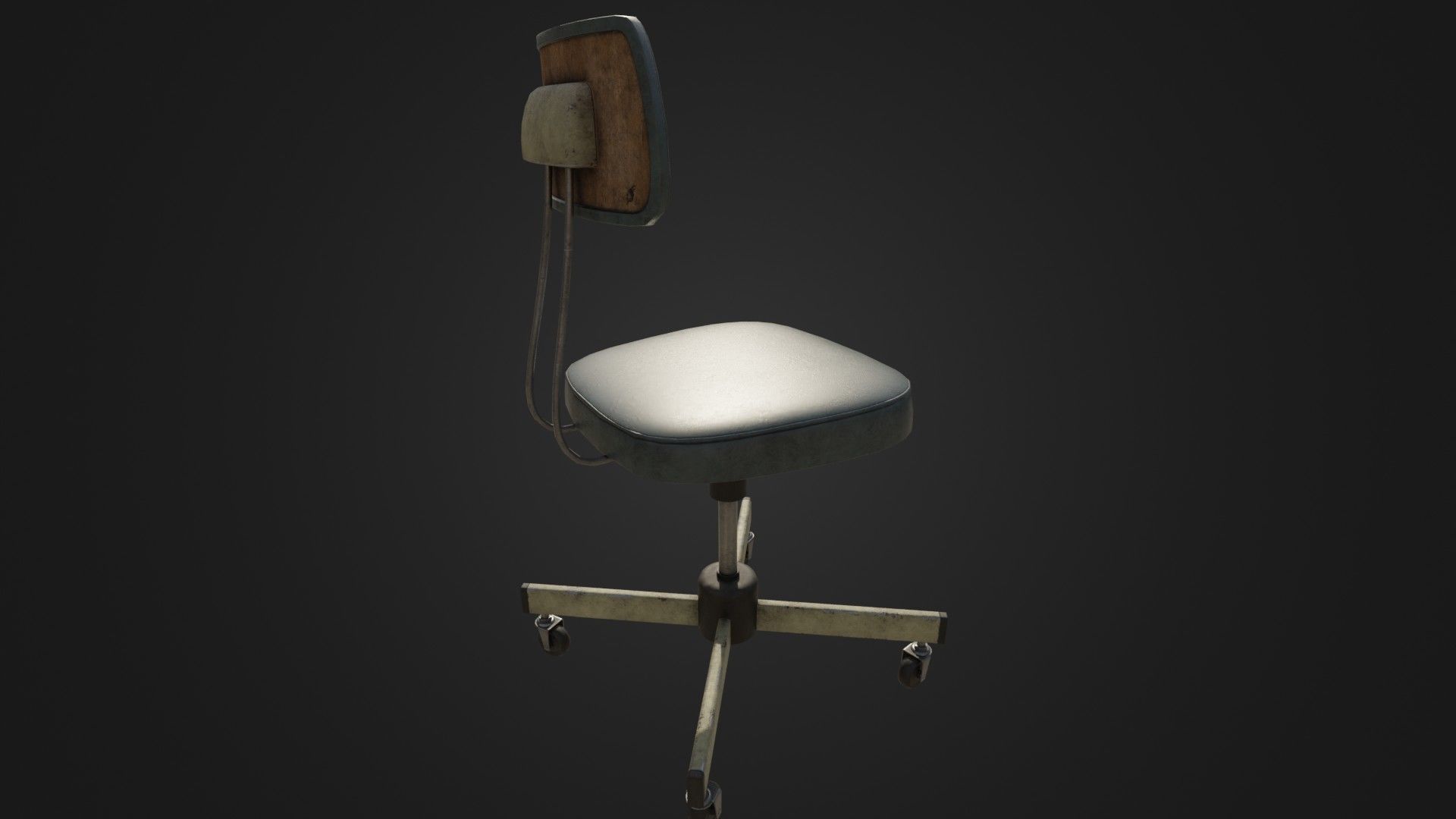 Old Office Chair Low-poly 3D model_8