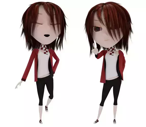 Cartoon Girl Rigged 