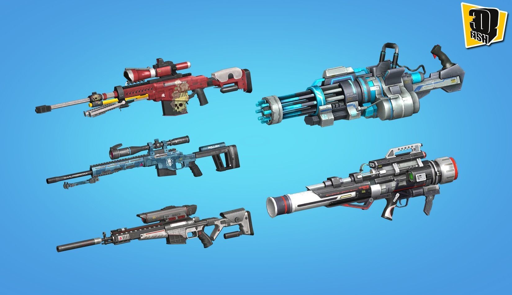 weapon pack vol02 Scifi cartoon weapon  Low-poly 3D model_1