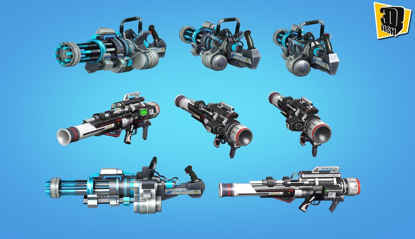 weapon pack vol02 Scifi cartoon weapon  Low-poly 3D model_6