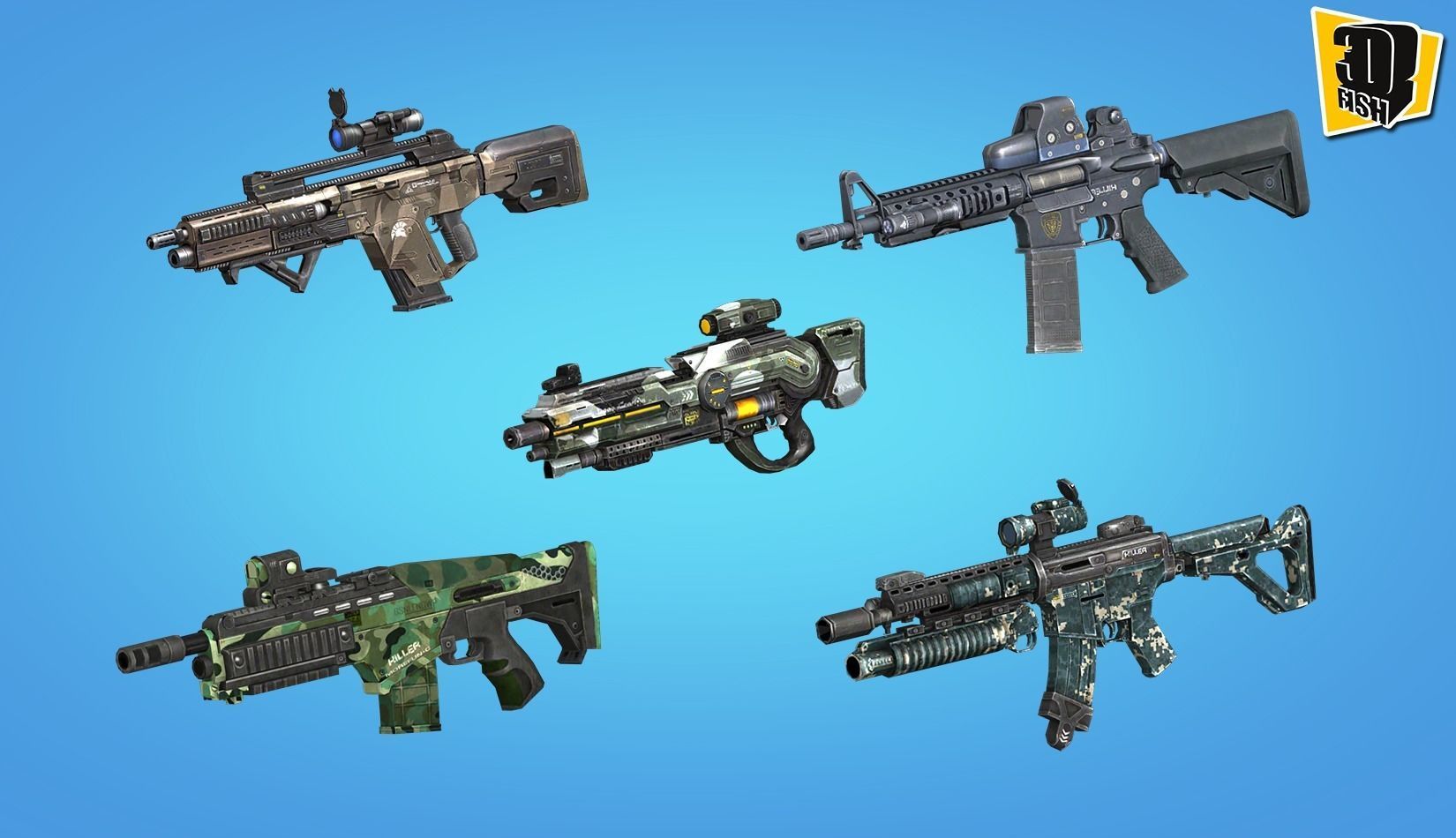 weapon pack vol02 Scifi cartoon weapon  Low-poly 3D model_4