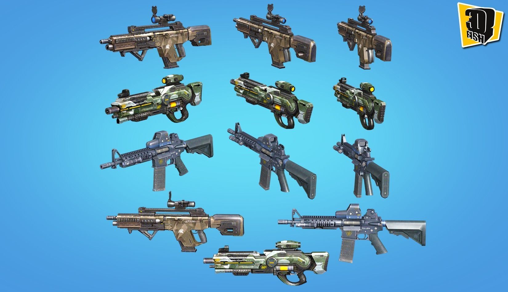 weapon pack vol02 Scifi cartoon weapon  Low-poly 3D model_11