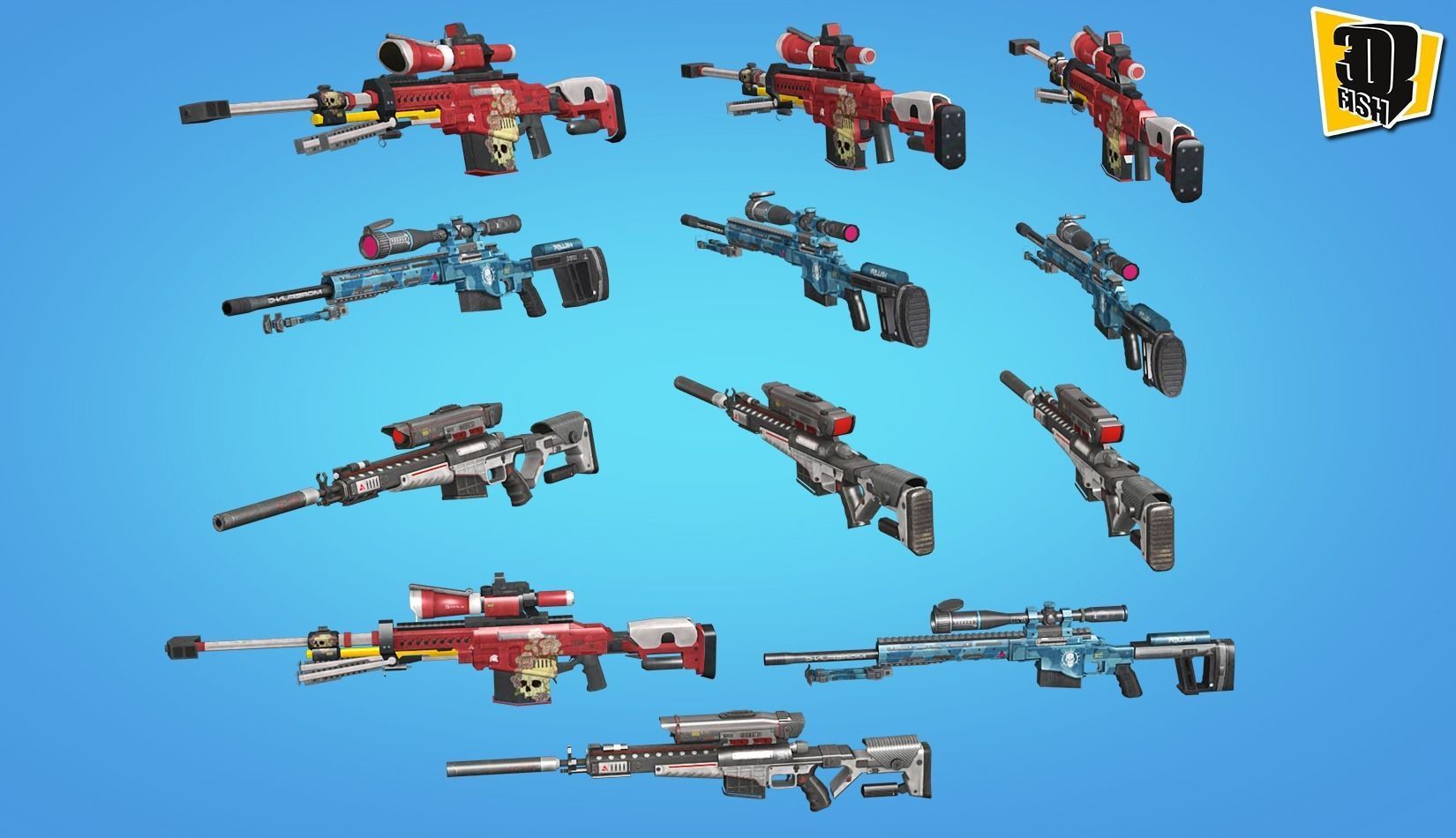 weapon pack vol02 Scifi cartoon weapon  Low-poly 3D model_5