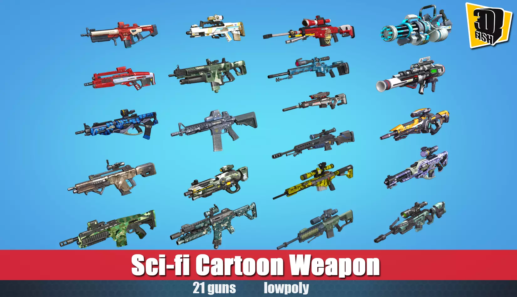 weapon pack vol02 Scifi cartoon weapon  Low-poly 3D model_0