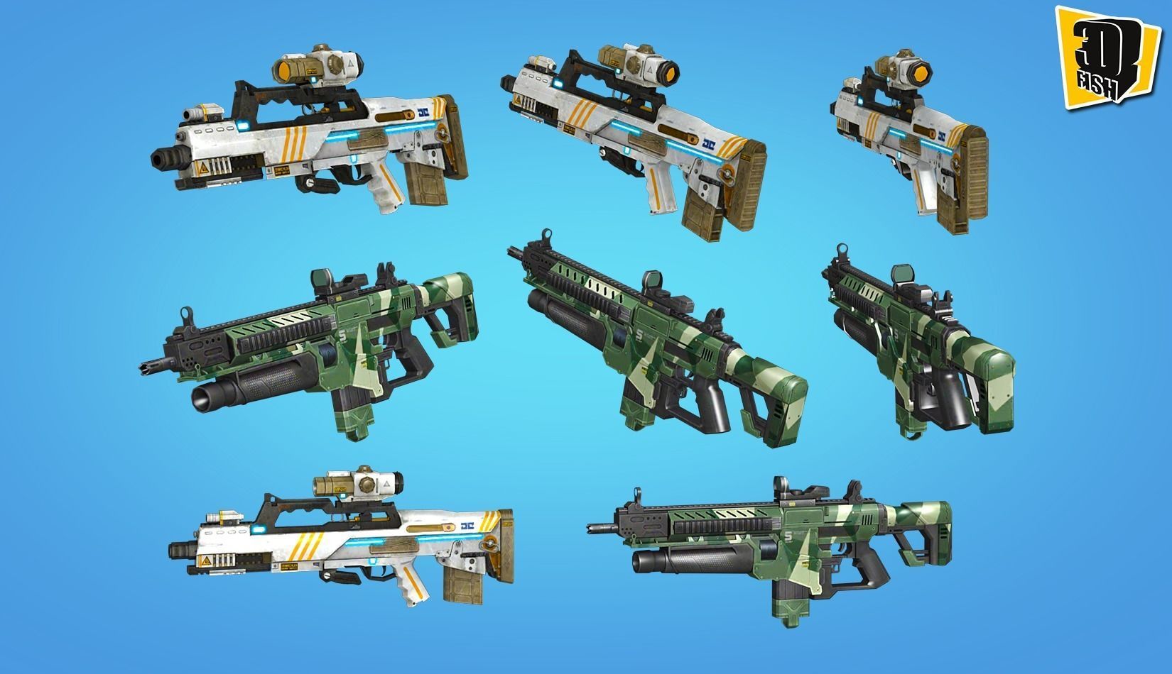 weapon pack vol02 Scifi cartoon weapon  Low-poly 3D model_10