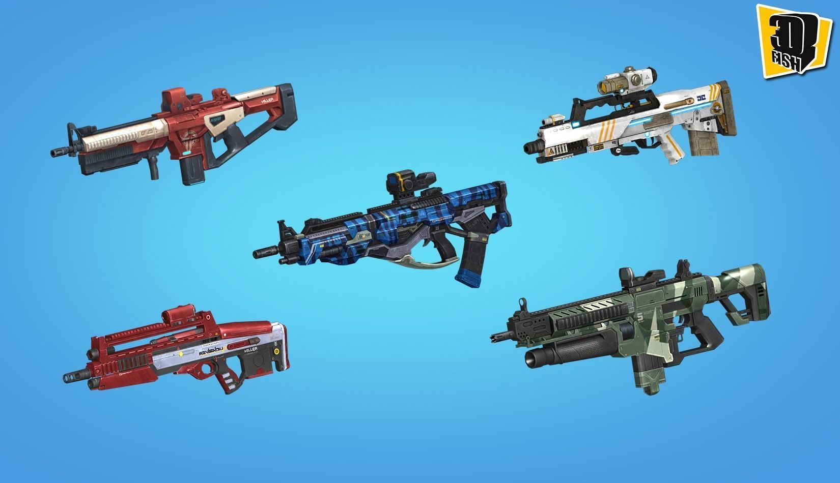 weapon pack vol02 Scifi cartoon weapon  Low-poly 3D model_3