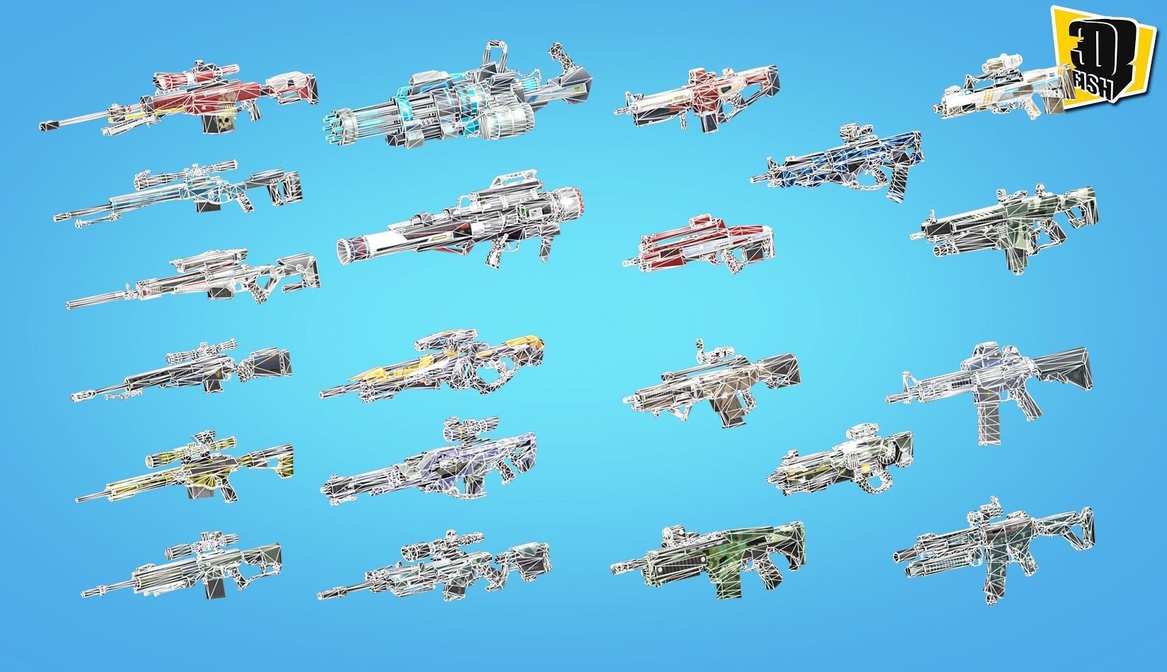 weapon pack vol02 Scifi cartoon weapon  Low-poly 3D model_14