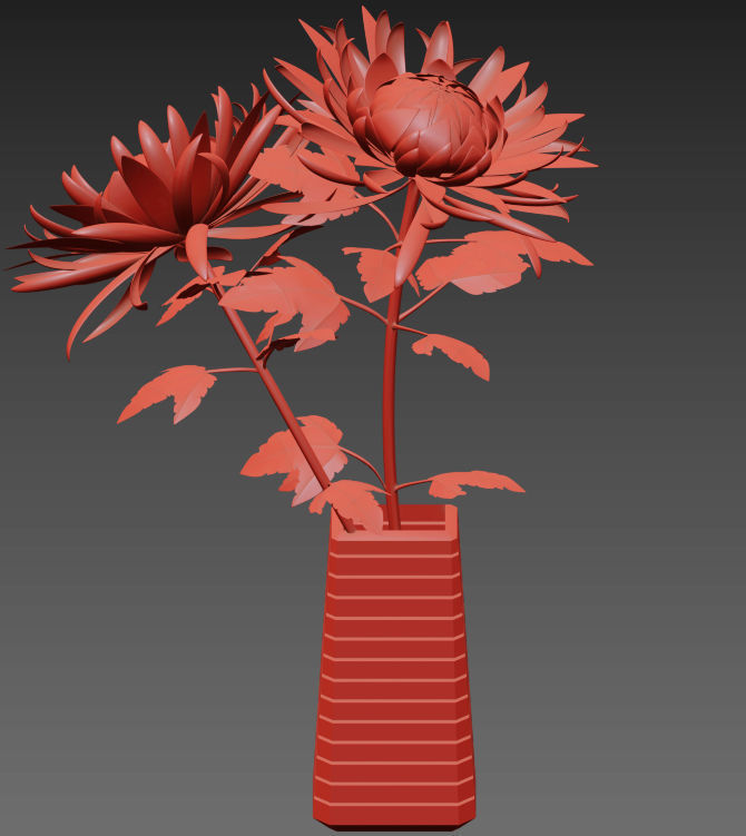 Chrysanthemum Flower 3D model_4