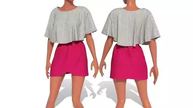 Stylish Designer Women Tulip Skirt 3D model 3D model