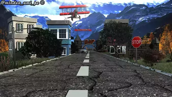 Small 3D city Cinema 4D plus Photoshop 