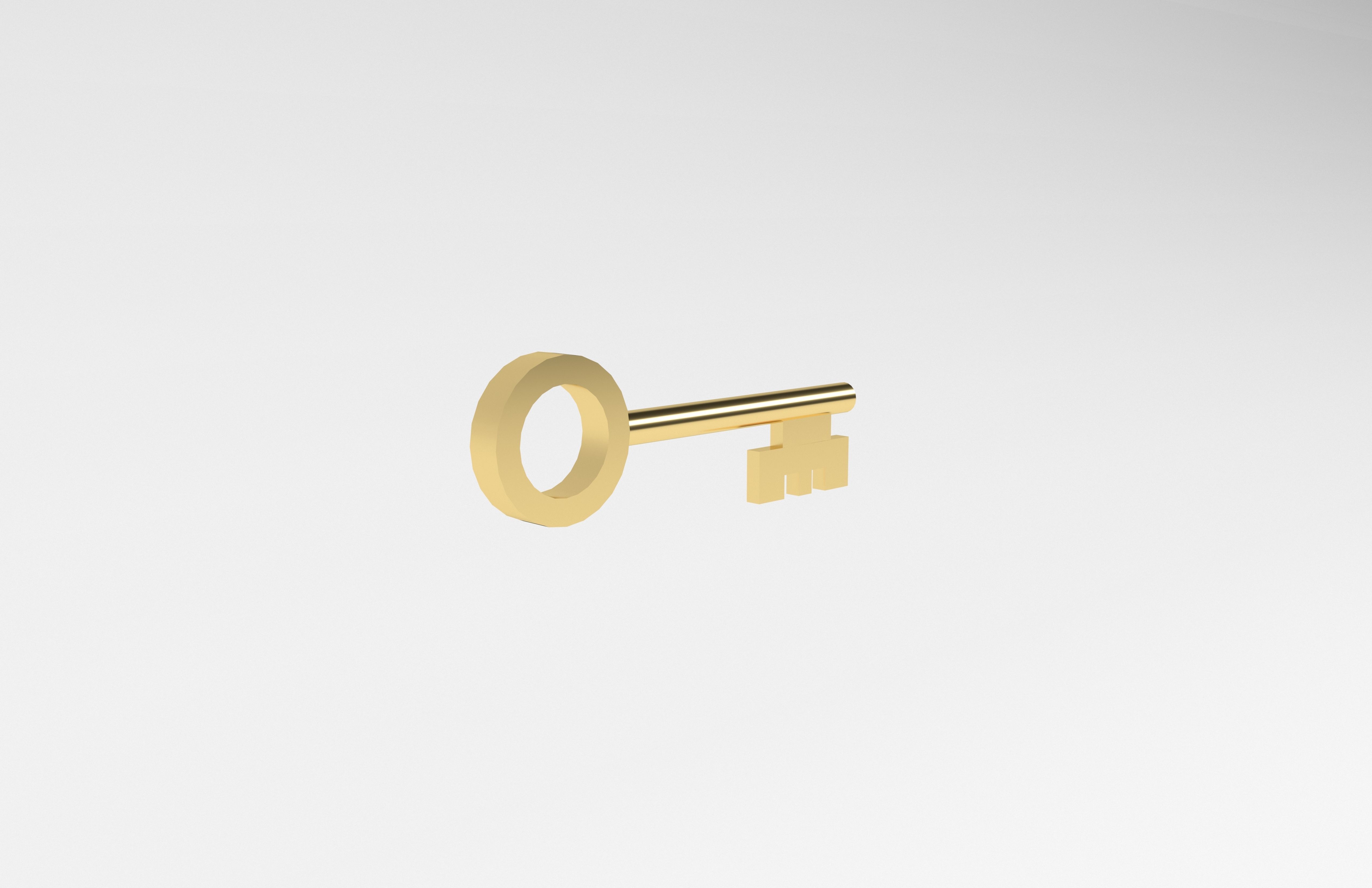 Cartoon Key v1 001 Low-poly 3D model_3