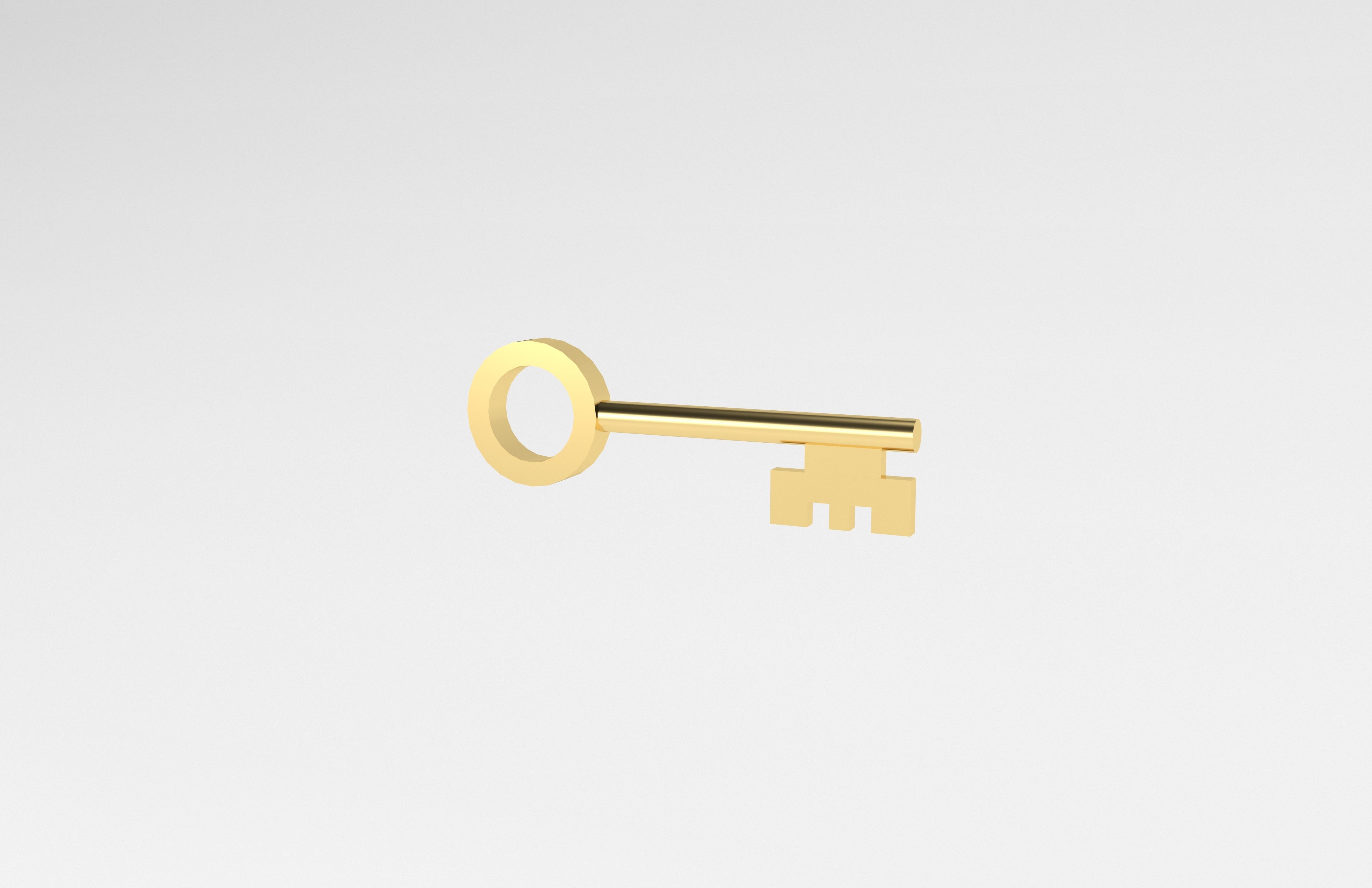 Cartoon Key v1 001 Low-poly 3D model_2