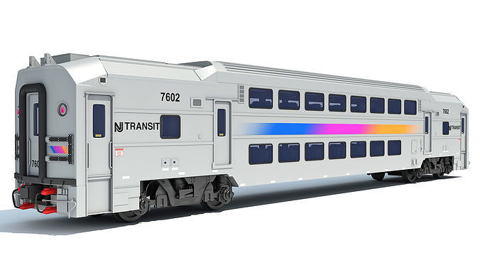 Double Deck NJ Train Passenger Car 3D model