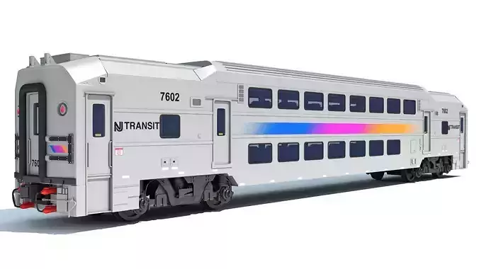 Double Deck NJ Train Passenger Car 3D model