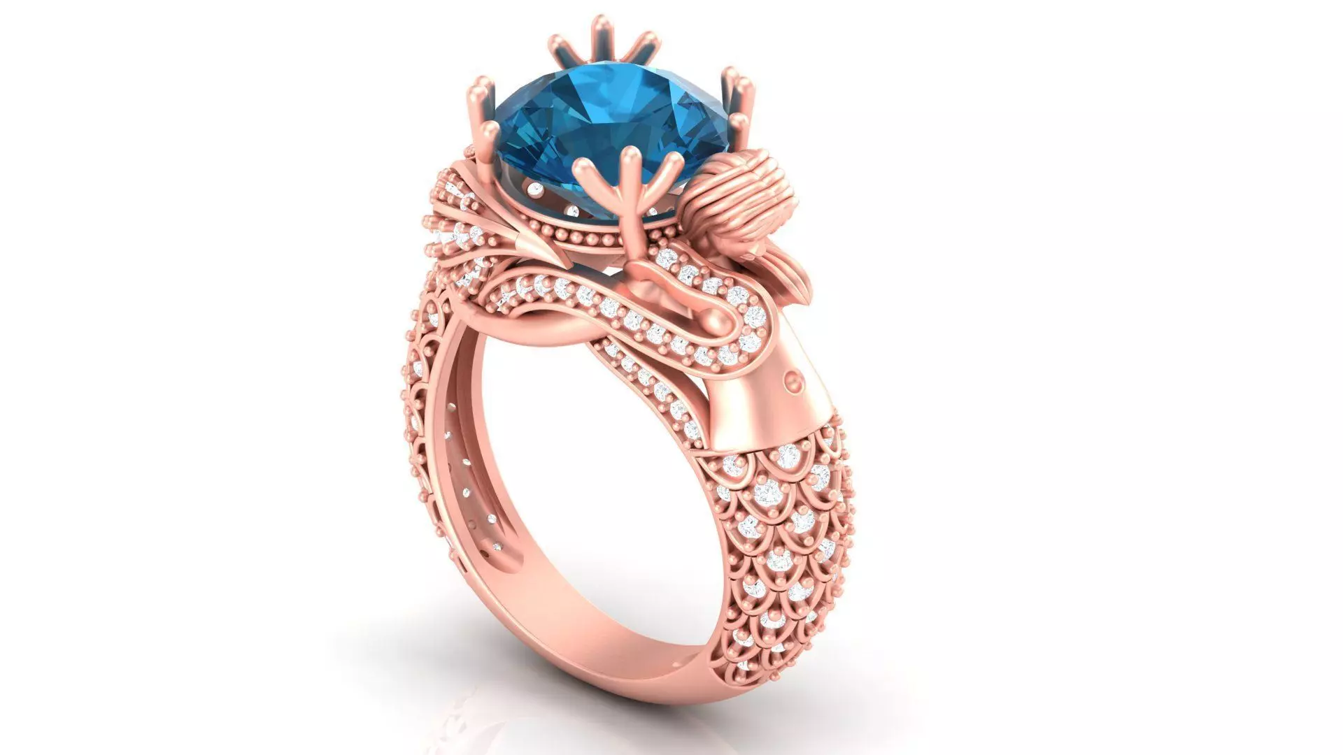 JCR 1009 Goddess of the Sea Sterling Mermaid Ring 3D print model