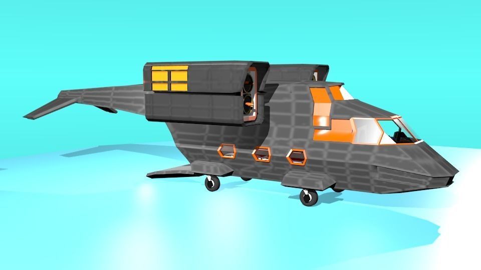 Fictional Aircraft Low-poly 3D model_1