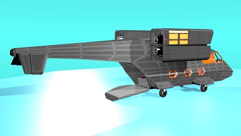 Fictional Aircraft Low-poly 3D model_4