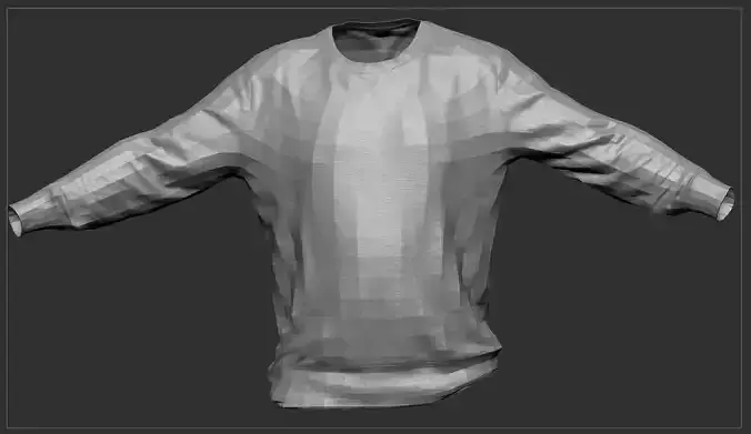 Shirt with long sleaves low and high poly model