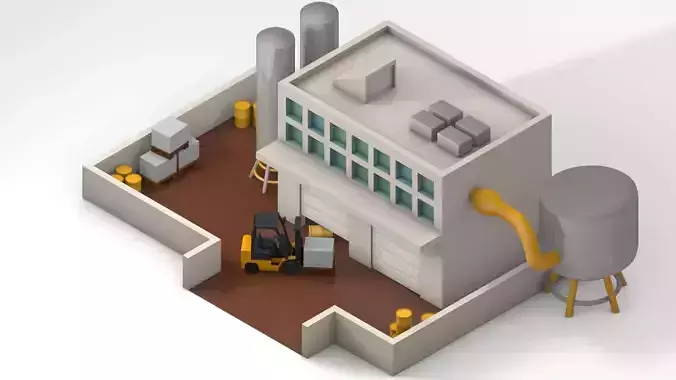 Garage factory Low-poly 3D model