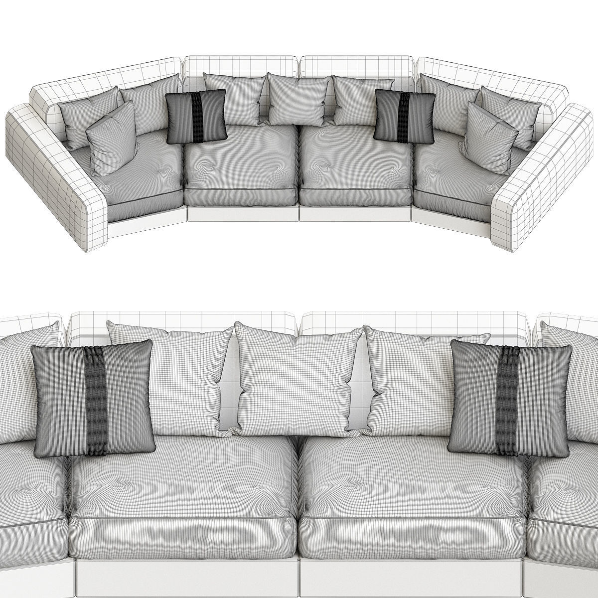 Giorgetti SKYLINE Curved sofa low poly 3d model Low-poly 3D model_1