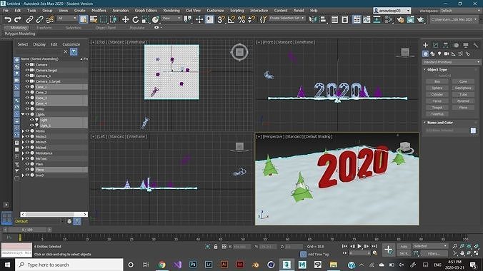 2020 Model year with trees and number Low-poly 3D model