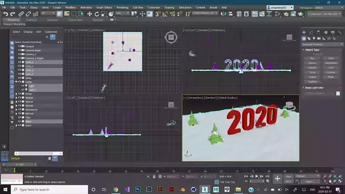 2020 Model year with trees and number Low-poly 3D model