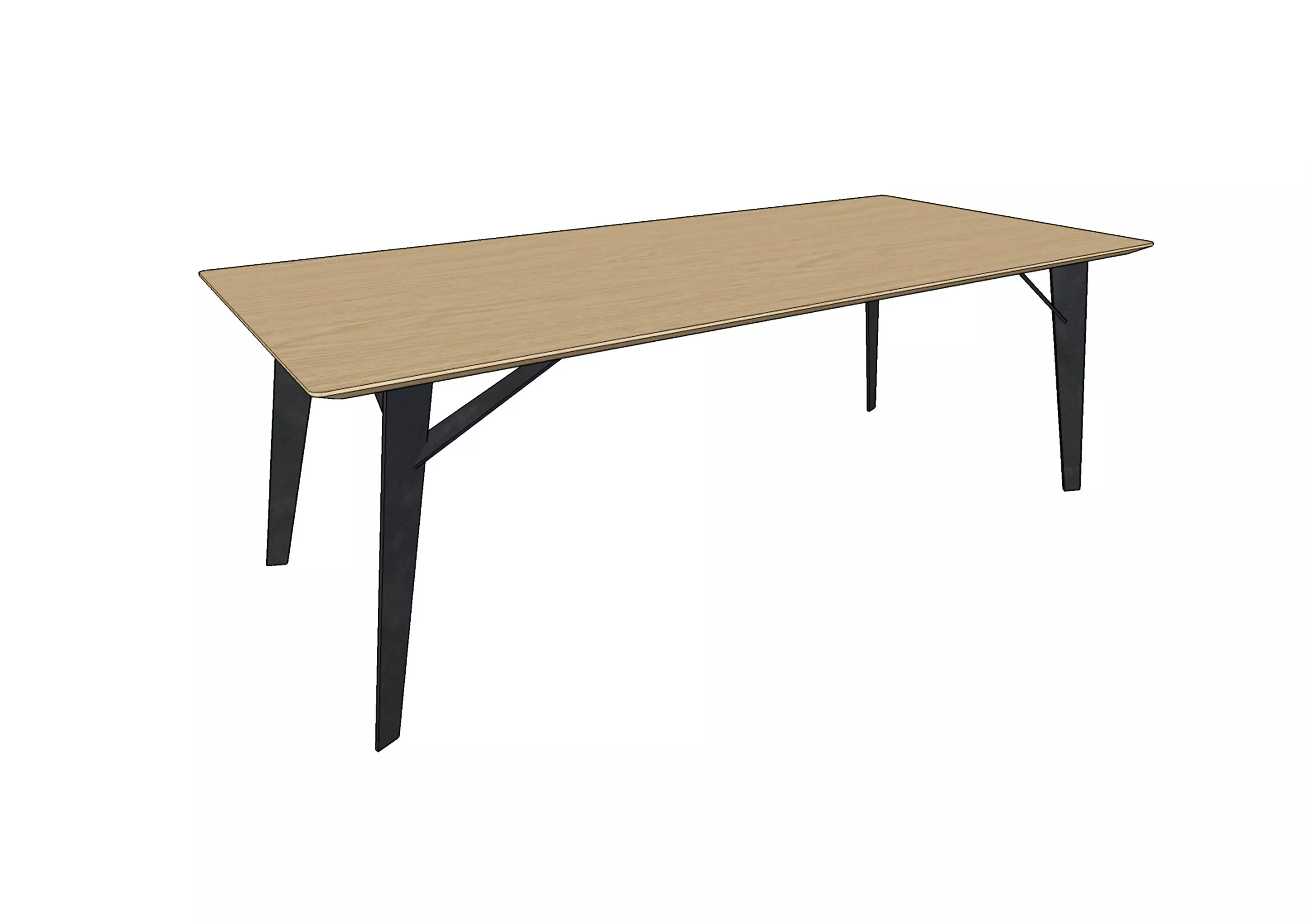Dining table design oak 3D print model