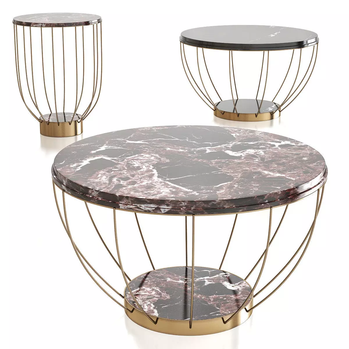 Meroni Colzani BURANO SET OF SIDE AND COFFEE TABLE 3d model Low-poly 3D model