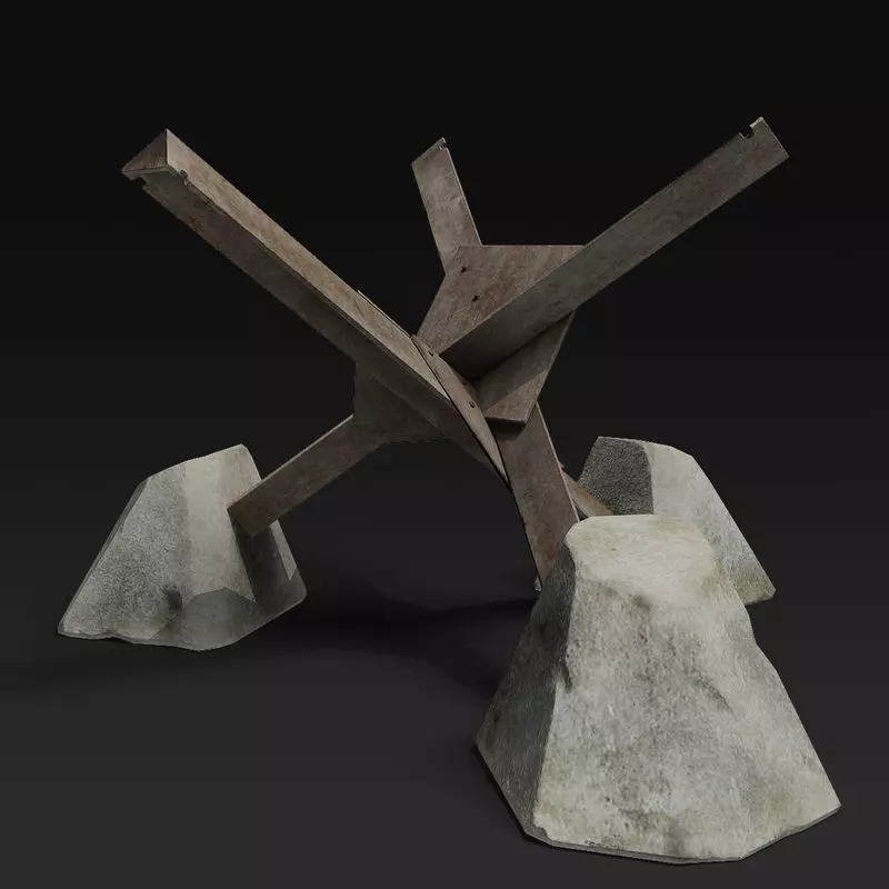 Anti tank obstacle Low-poly 3D model_0