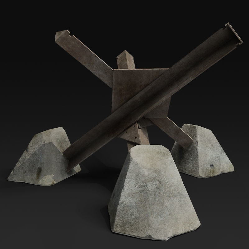 Anti tank obstacle Low-poly 3D model_3