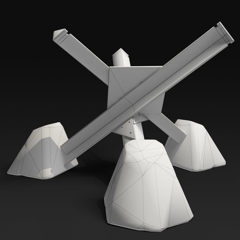 Anti tank obstacle Low-poly 3D model_5