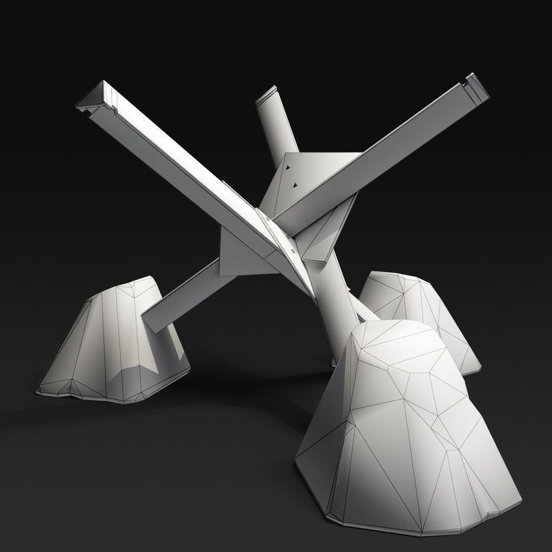 Anti tank obstacle Low-poly 3D model_4