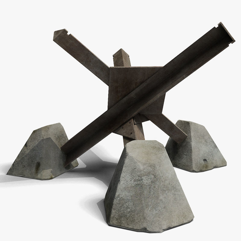 Anti tank obstacle Low-poly 3D model_2