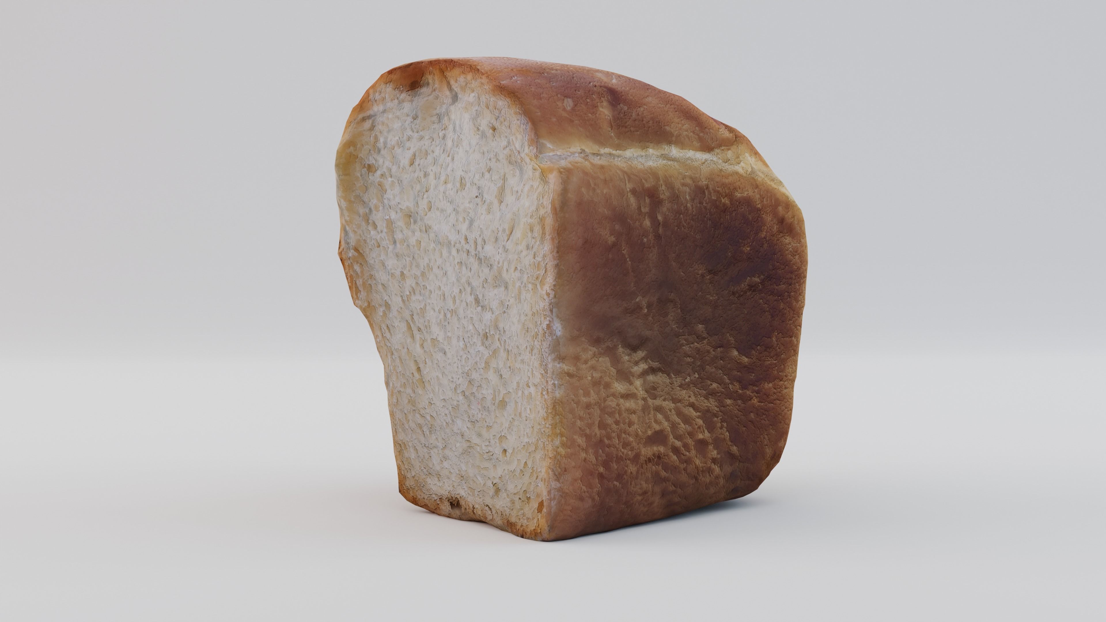 3D Scanned loaf of Russian white bread Low-poly 3D model
