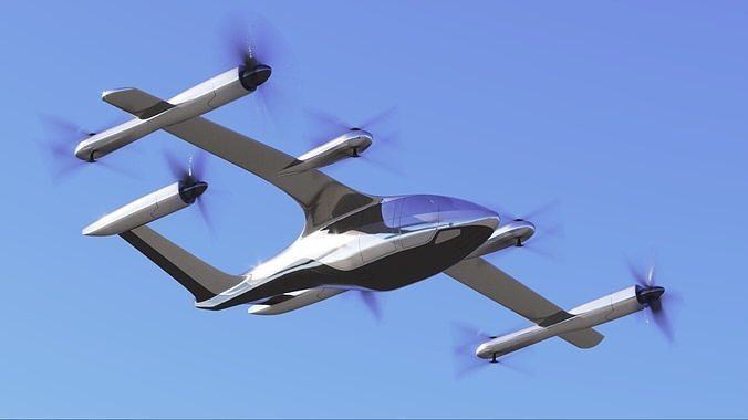 hyundai uber fly taxi concept  rigged  animated  high poly  3D model