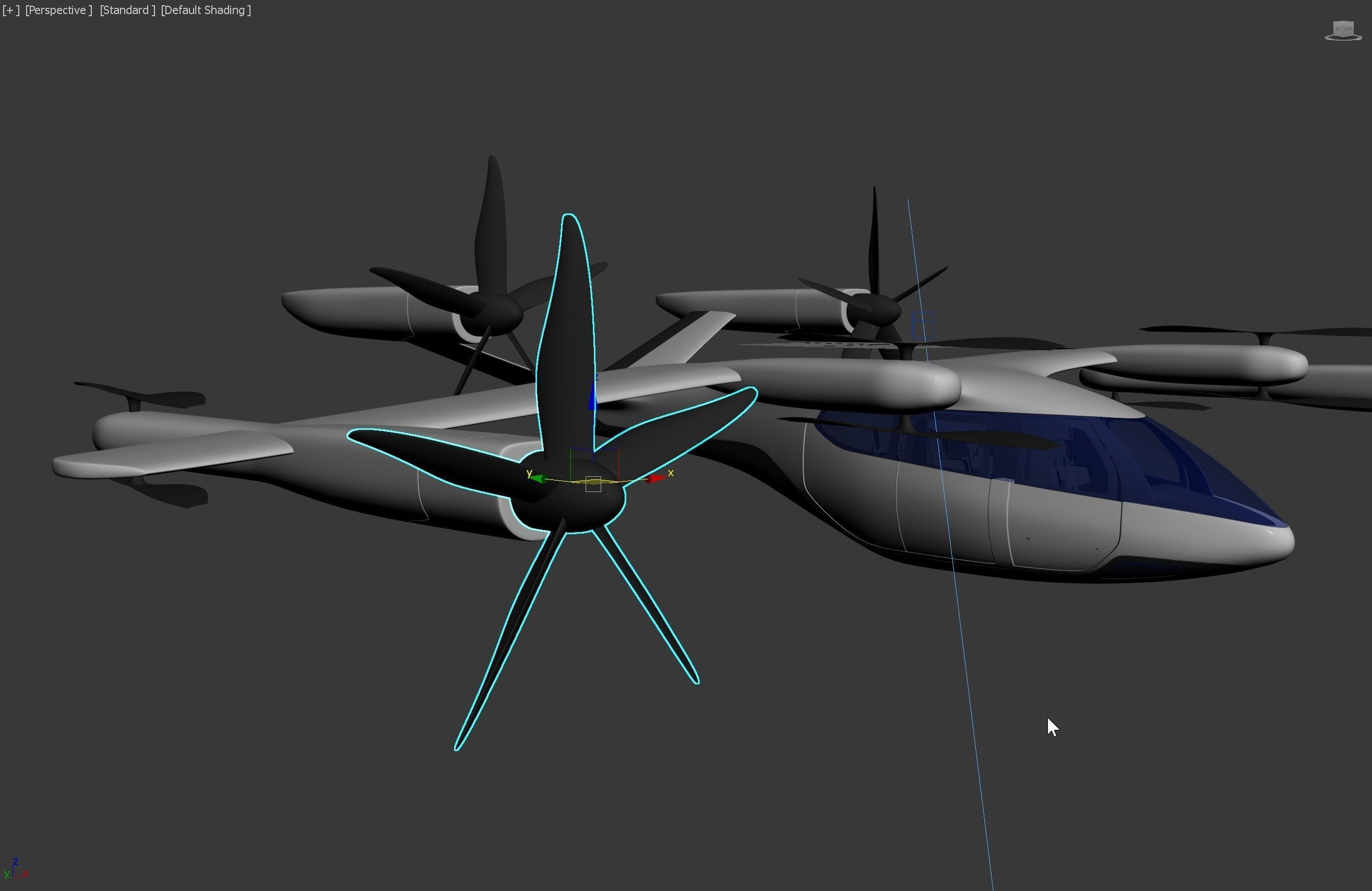 hyundai uber fly taxi concept  rigged  animated  high poly  3D model_5