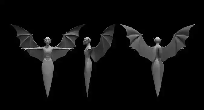 ghost 3d model bat with wings