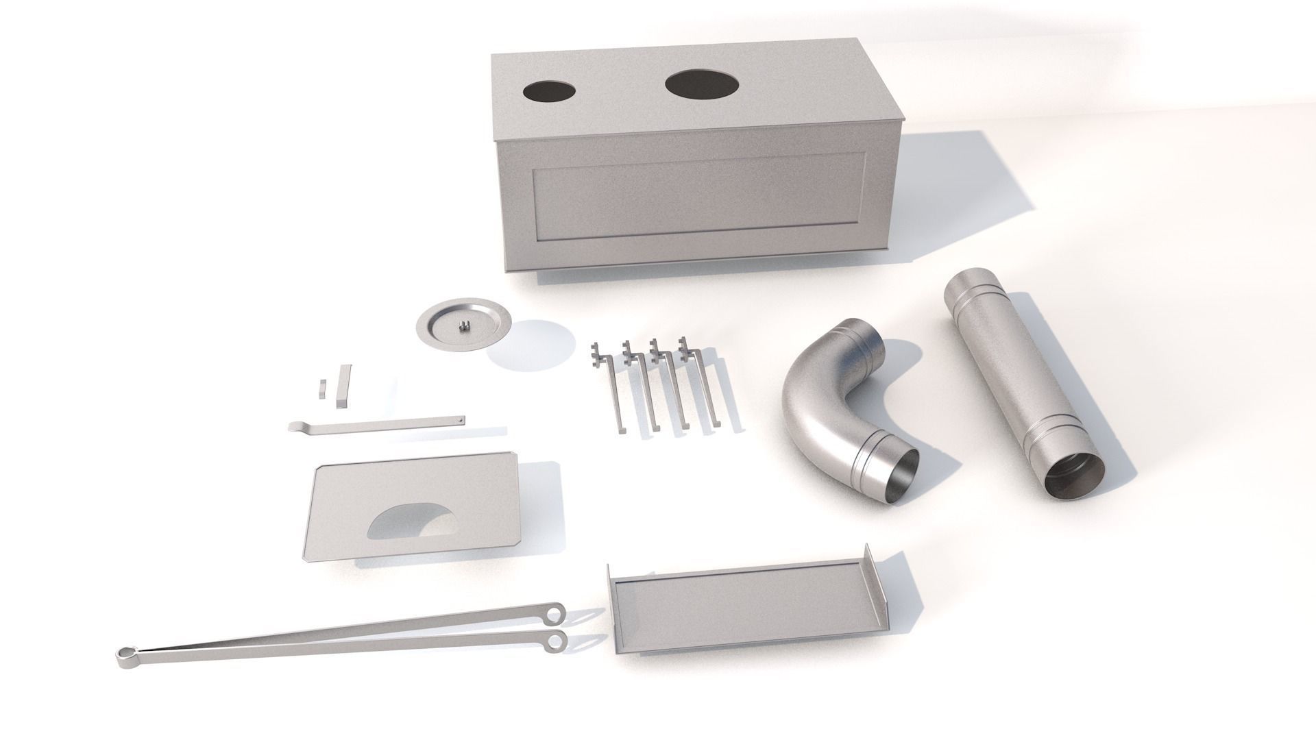 Wood Stove Low-poly 3D model_14