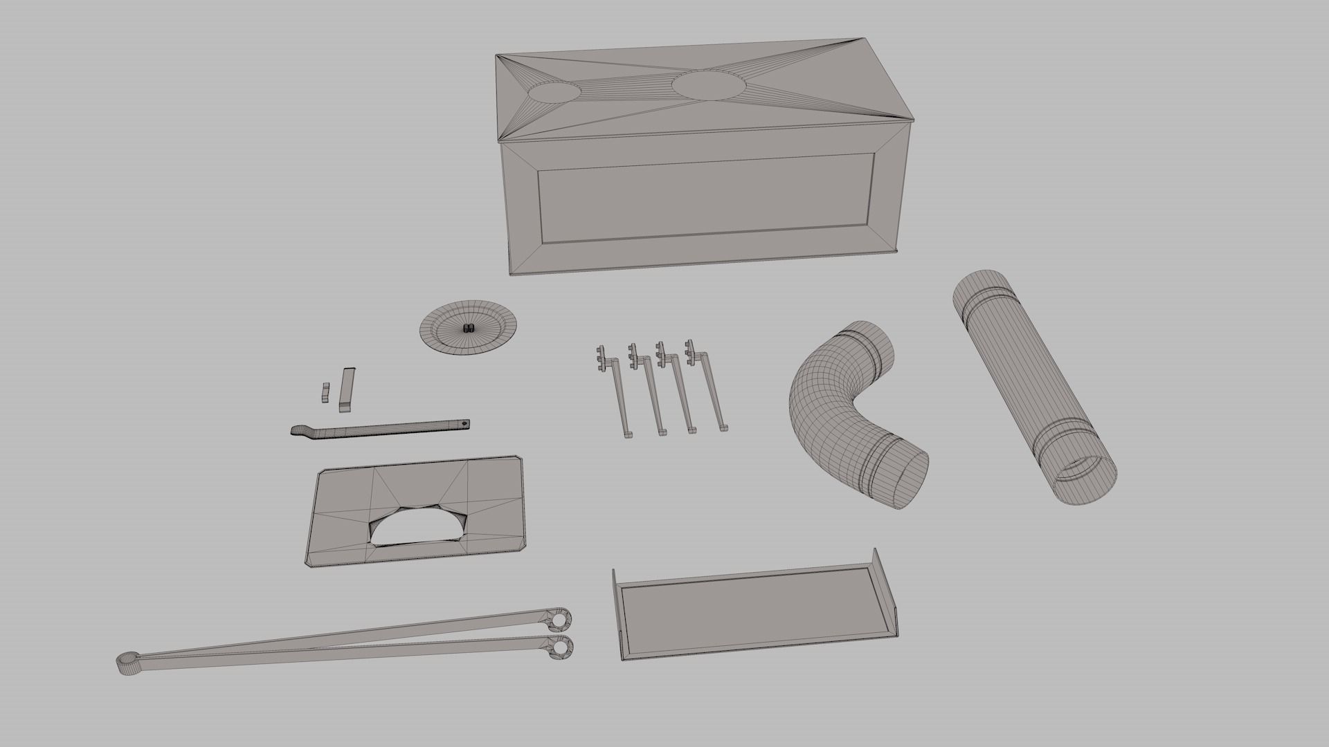 Wood Stove Low-poly 3D model_13