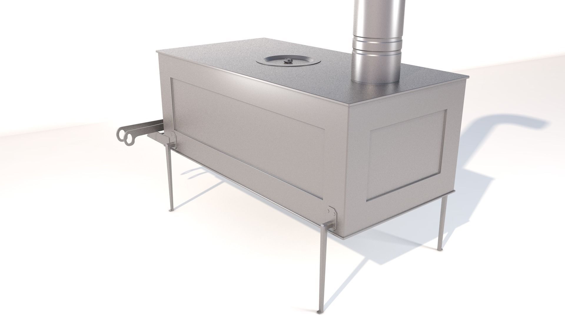 Wood Stove Low-poly 3D model_9